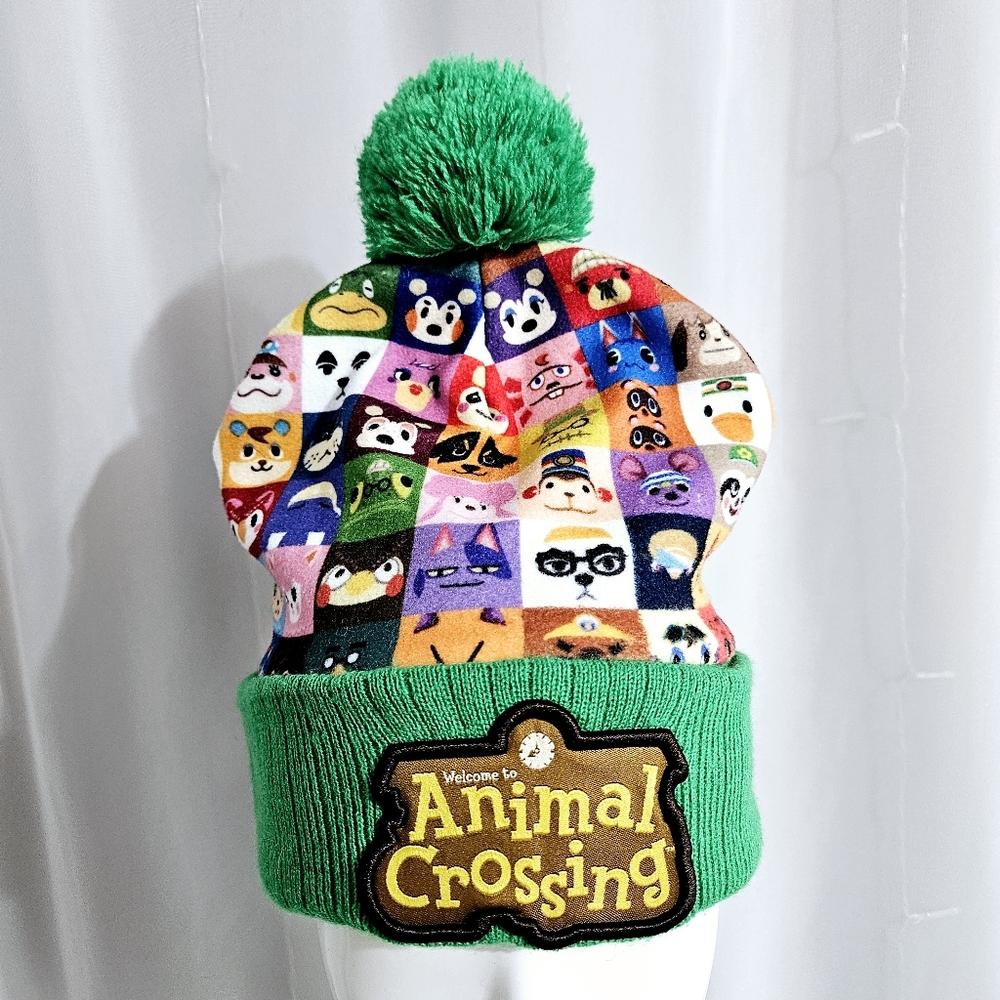 Nintendo - Animal Crossing Video Game Character Grid Knit Hat With Pom Pom